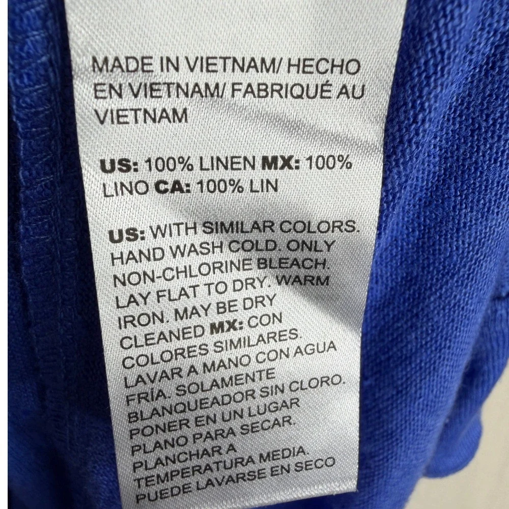 Chico's 100% Linen Short Sleeve Shirt size‎ Large Blue